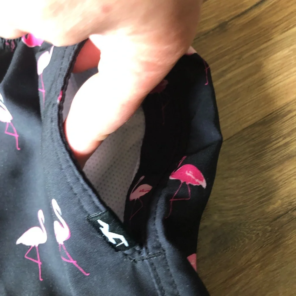 Men’s Black w/ pink Flamingos swim trunks  Hollister  Size Medium